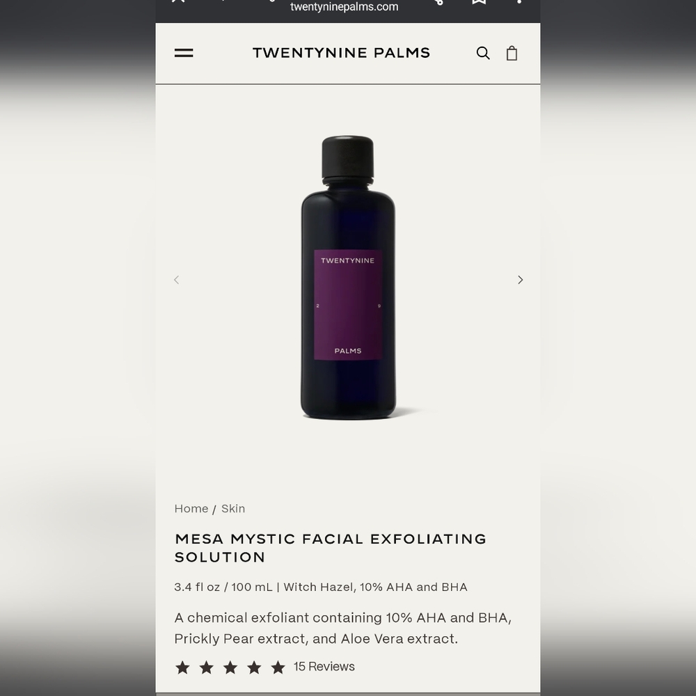 TwentyNine Palms Mesa Mystic Facial Exfoliating Solution